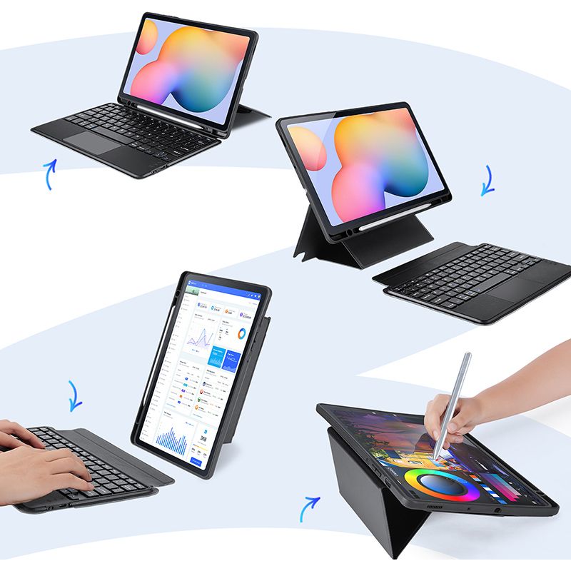 Etui z klawiaturą Bluetooth 5.0 Dux Ducis (seria DK) do Galaxy Tab S6 Lite (2020/2022/2024), czarne.